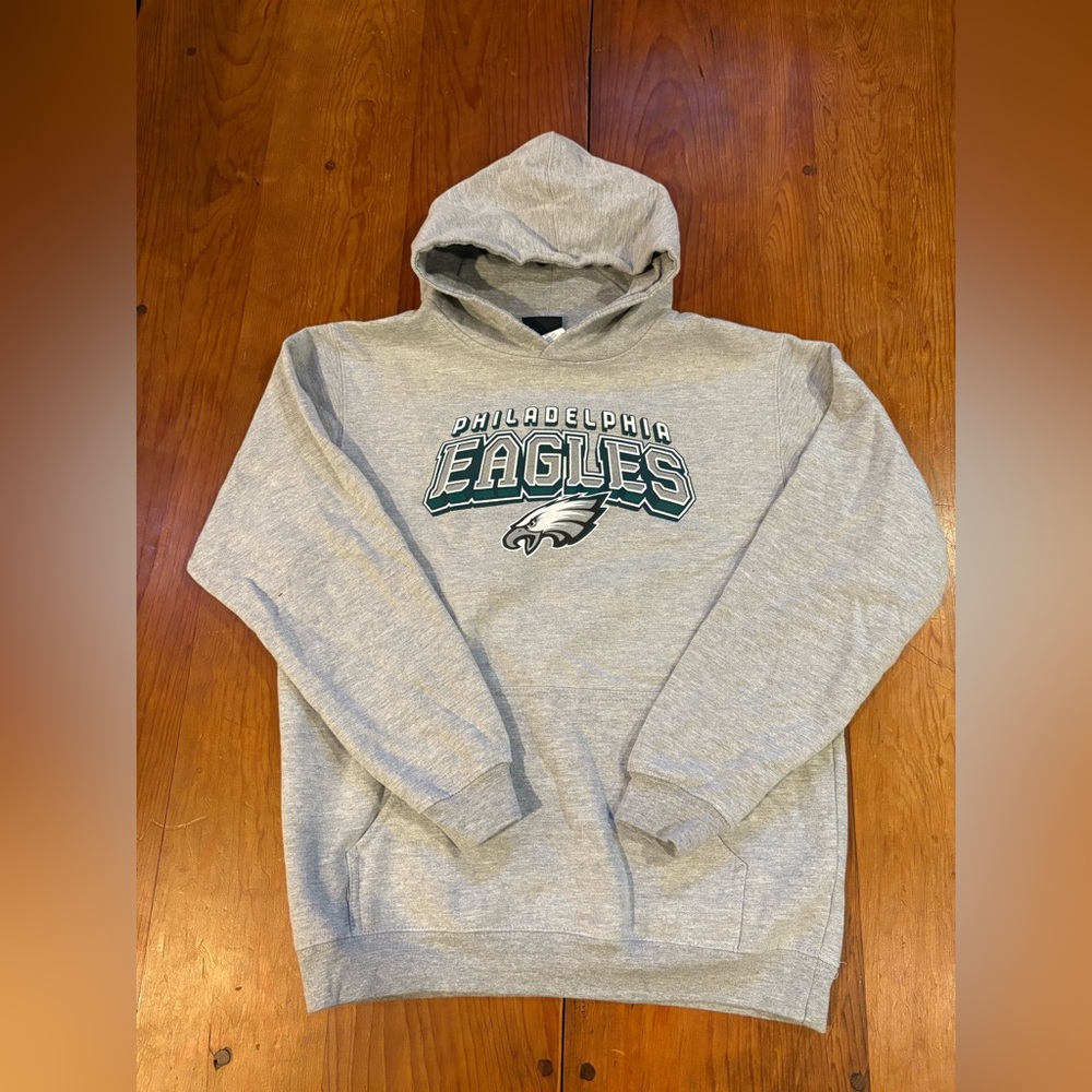 PHILADELPHIA EAGLES Hooded Sweatshirt Hoodie Youth Large(14-16) GRAY NWOT NFL